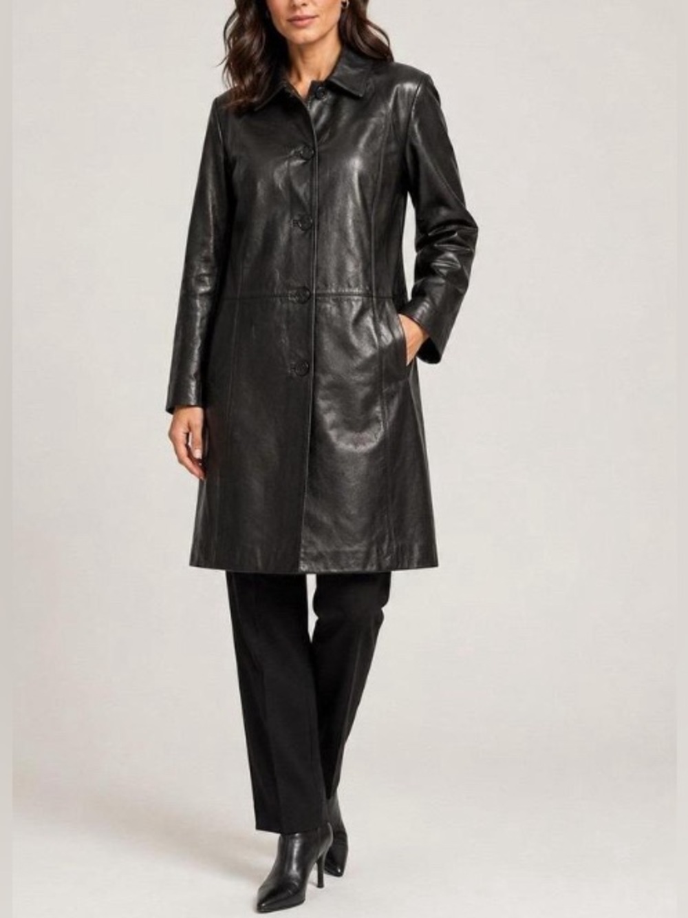 Worthington Black Genuine Lambskin
Leather Coat Jacket Large